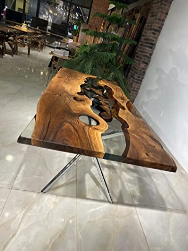 Personalized LARGE Fully Customised EPOXY TABLE, Resin River Dining Table Top for 2, 4, 6, 8, Wood Epoxy Coffee Table Top, Living Room Table Top (28.5" Inches Tall, 60 x 30Inches)