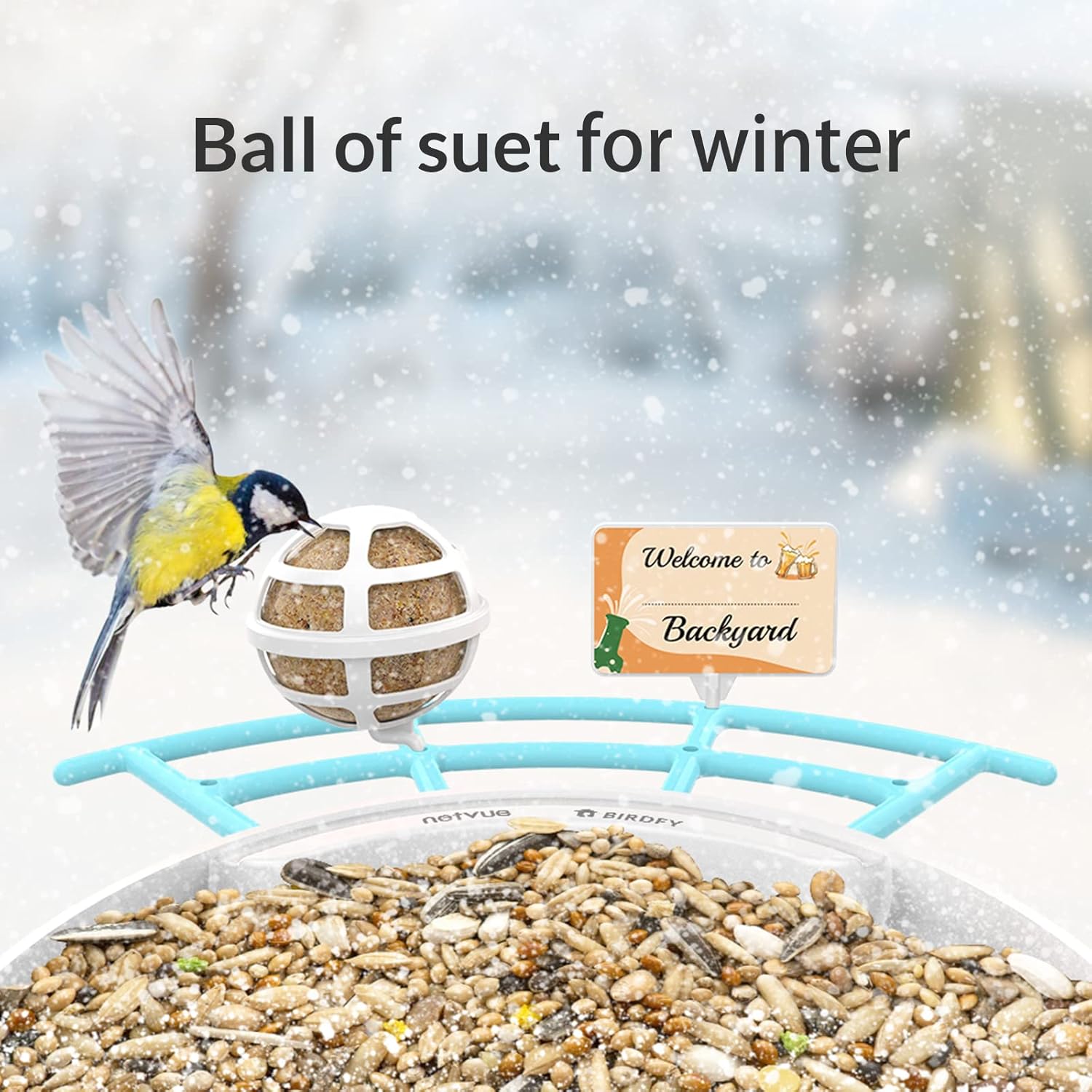 NETVUE Birdfy Pro + Hummee Feeder - Bird Feeder with Camera, Wider Perch DIY Add-ons, Hummingbird Feeder, Suet Ball, Jelly Feeder, Auto Capture Bird Videos & Motion Detection, Ideal Gift for Family