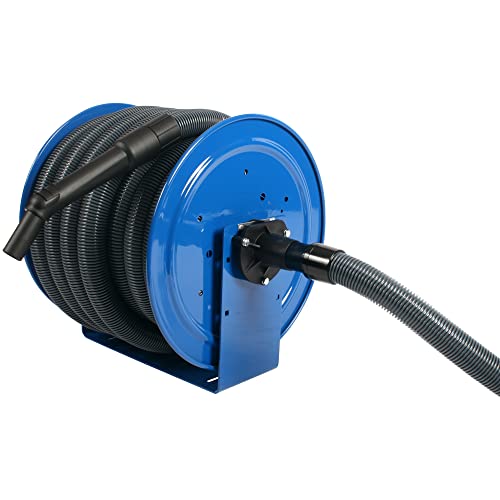 Cen-Tec Systems Industrial Grade Steel Hose Reel and Wet/Dry Vacuum Attachment Set, Gray (96997)