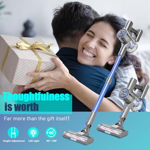 Cordless Vacuum Cleaner,Vacuum Cleaners for Home with Super Suction,Stick Vacuum Cleaner Rechargeable Up to 35 Mins Runtime,Lightweight Hardwood Floor Vacuum for Pet Hair,Carpet(Blue)