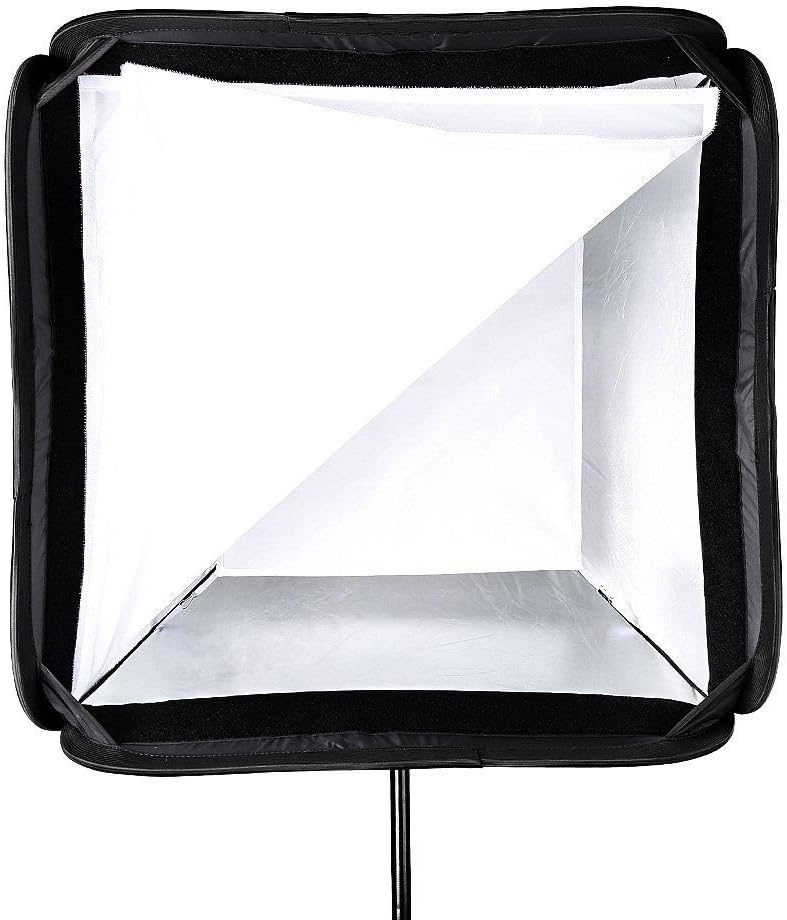 Godox Foldable Softbox 60cm x 60cm 24x24 inchs Bowen Mount S-Type Bracket with Carrying Bag for Outdoor Wedding Shooting Professional Photograph Camera Flash Lighting Kit