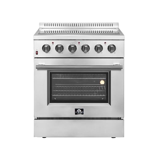 Forno Galiano Full Electric 30" Inch. Freestanding Range and Oven with 4 Radiant Elements Ceramic Glass Cooktop - 4.32 Cu.Ft. Stainless Steel Convection Oven with Air Fryer Kit