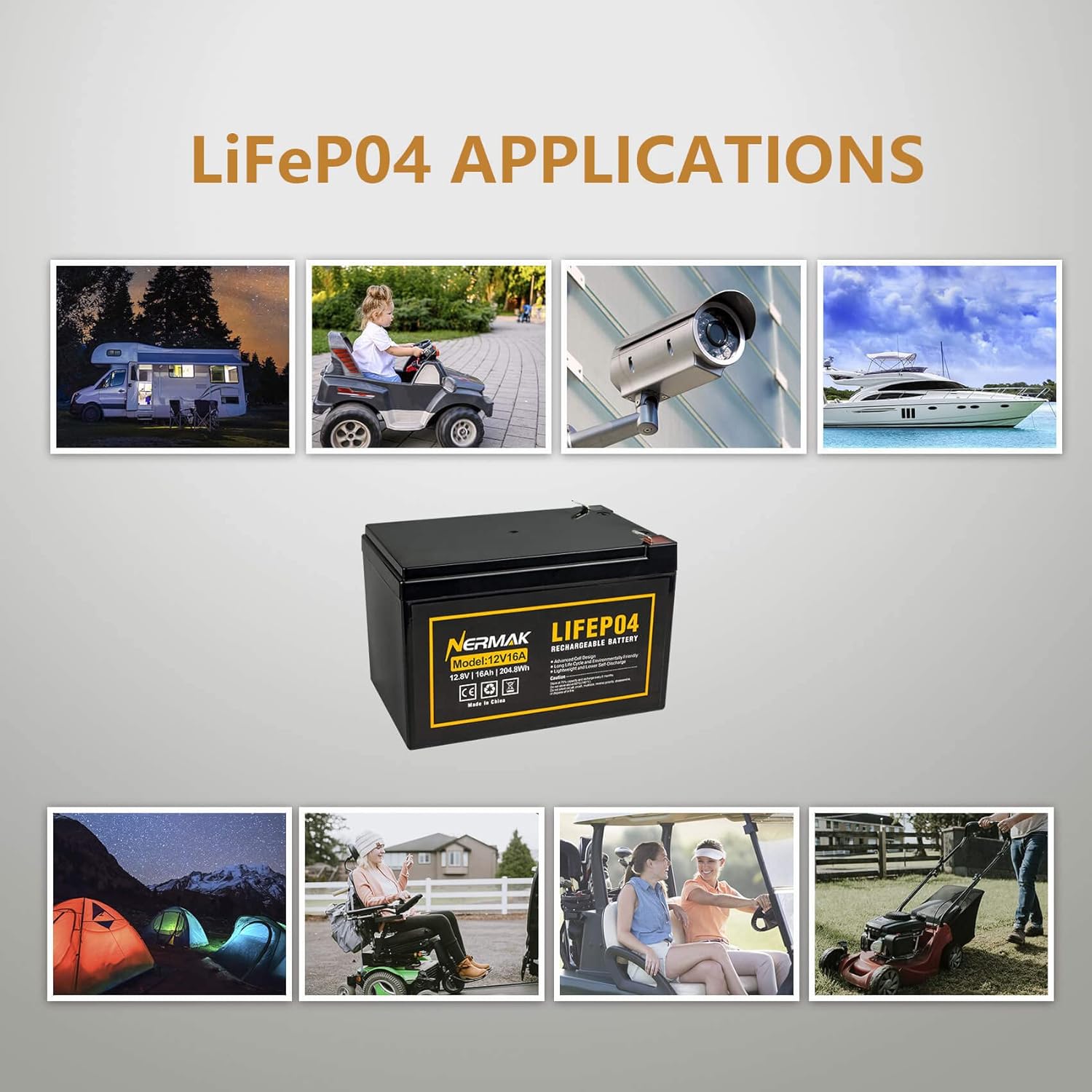 Nermak 2 Pack 12V 12Ah LiFePO4 Deep Cycle Battery, 2000+ Cycles Lithium Iron Phosphate Rechargeable Battery for Solar Power, Lighting, Power Wheels, Fish Finder, Scooters and More, Built-in 12A BMS