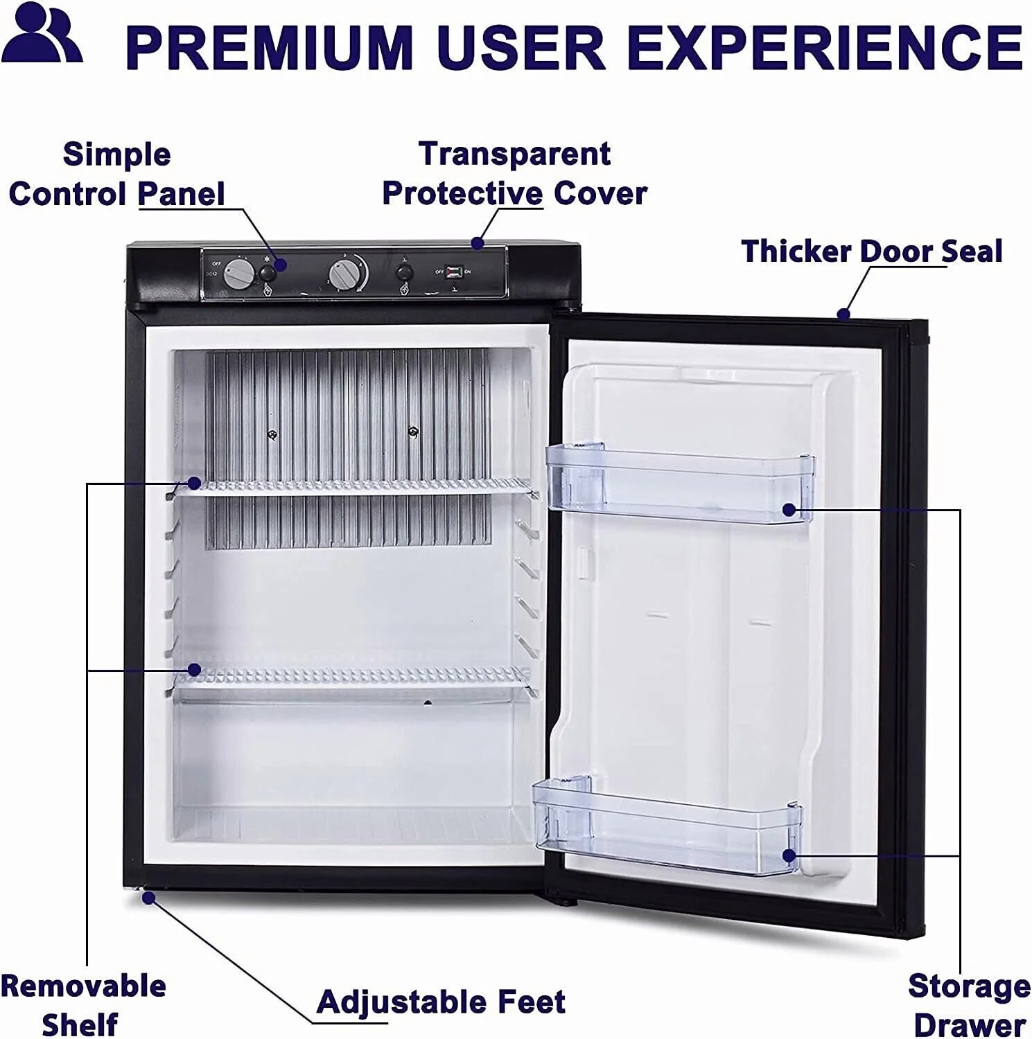 Techomey  Fridge 2.1 Cu Ft AC/DC/LPG Refrigerator Propane Gas RV Compact Camper Mini Fridge
