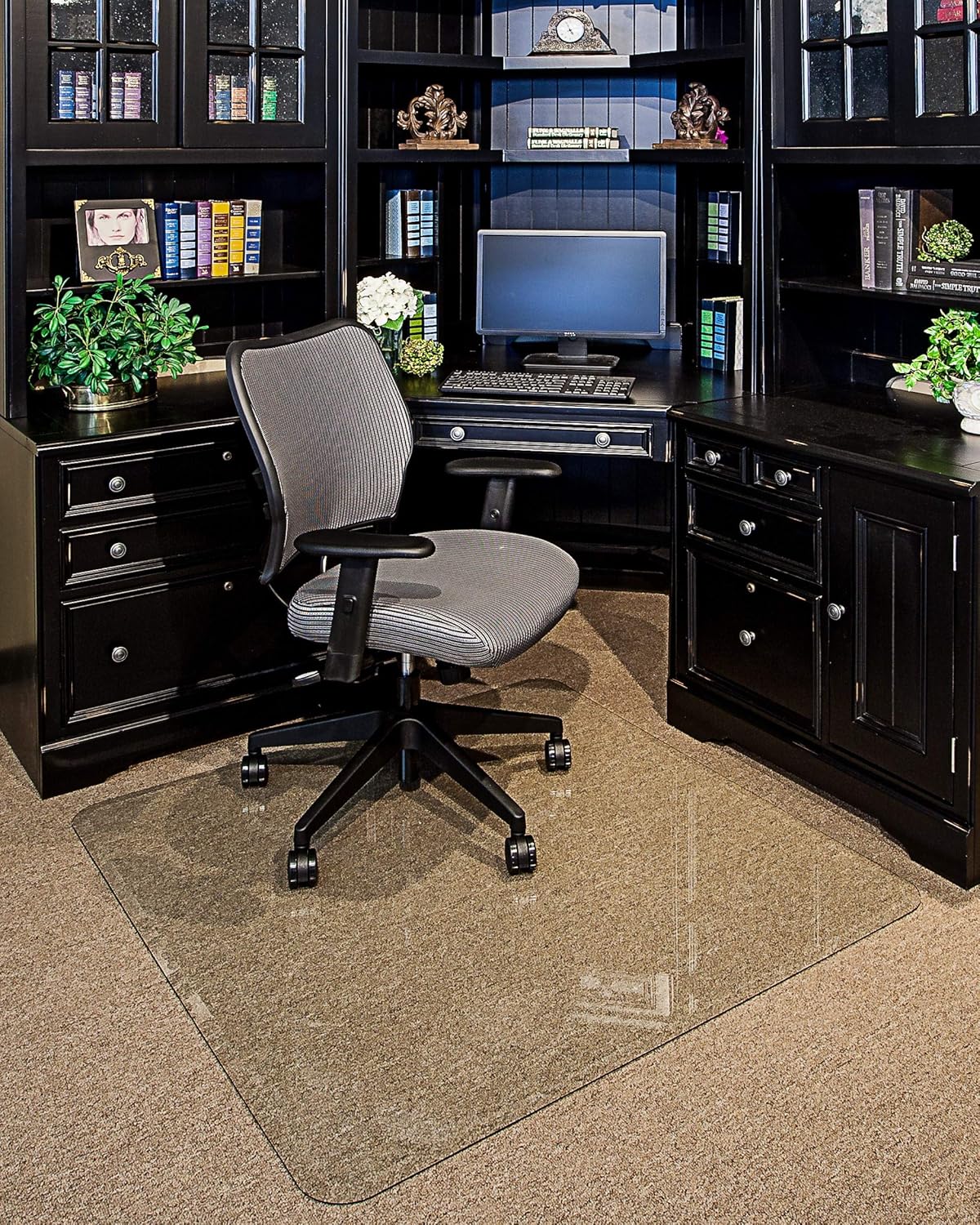 36�?x 46�?Glass Chair Mat with Exclusive Beveled Edge by Clearly Innovative, 1/4�?Thick Clear Tempered Glass with Easy Roll Edges | Protect Your Home or Office Floor | Perfect for Hardwood or Carpet
