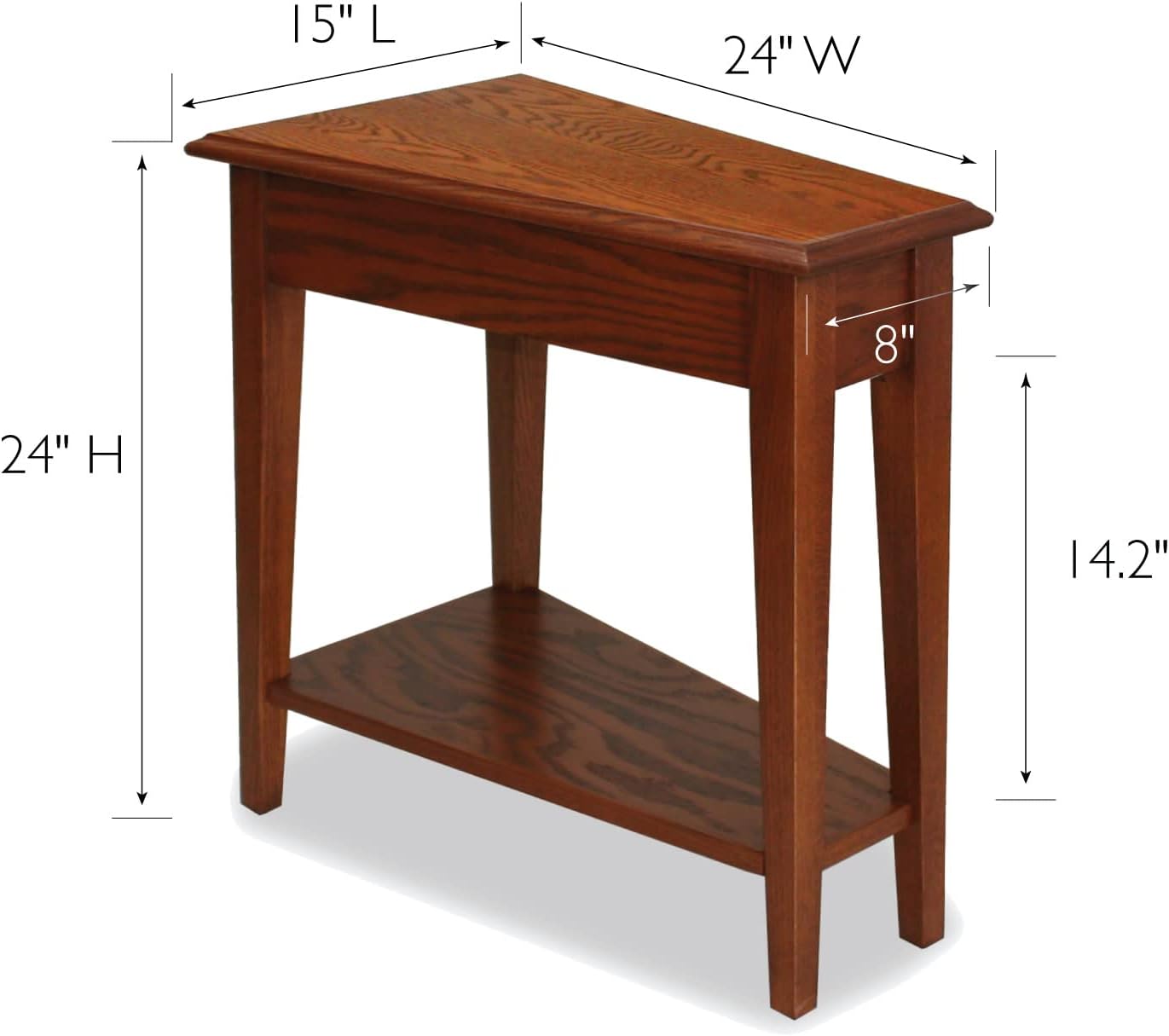 Leick Home Mission Impeccable Drawer Side Table and Recliner Wedge Table, Solid Wood, Medium Oak Finish
