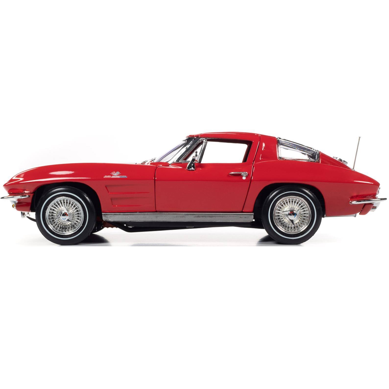 1963 Chevrolet Corvette Stingray Z06 Riverside Red with White Stripes American Muscle 30th Anniversary 1/18 Diecast Model Car by