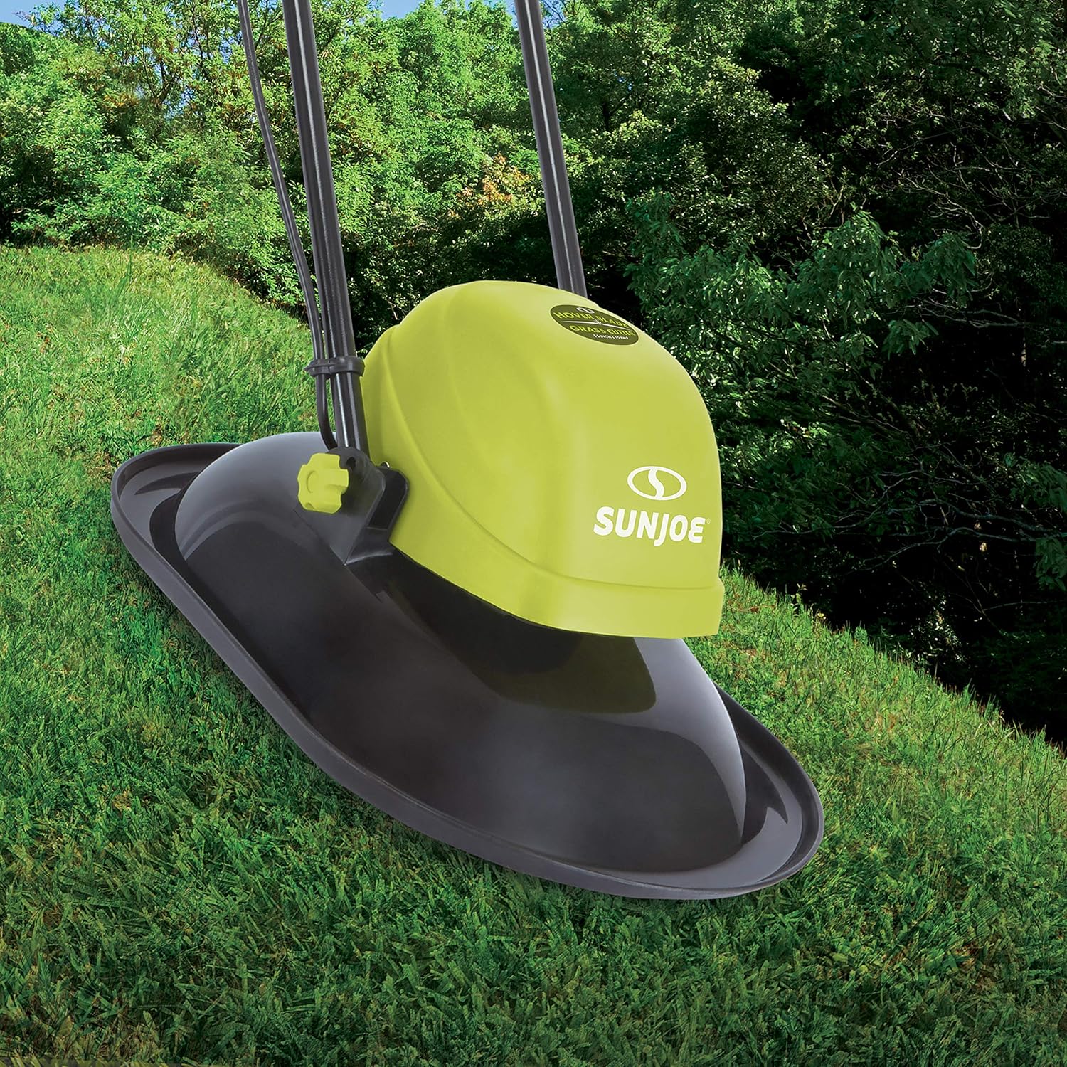 Sun Joe MJ-HVR12E 10-Amp 11-Inch Electric Hover Mower, 3 Rotating Cutting Blades Provide a Crisp, Wide, Wheel-Free Cutting Path, Green