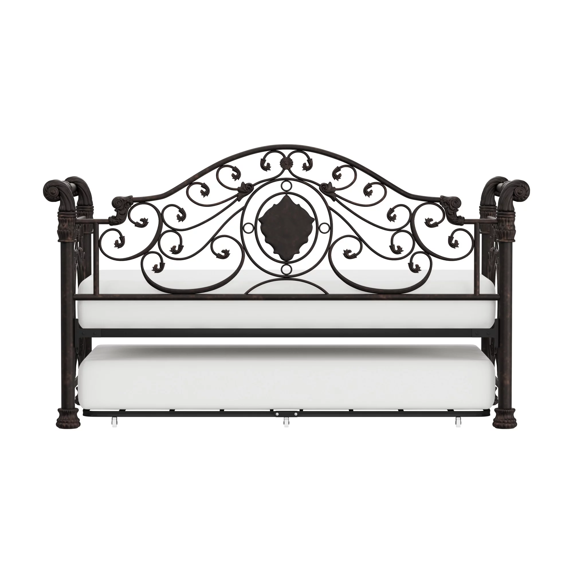 Hillsdale Furniture Mercer Vintage Metal Twin Daybed with Trundle, Antique Brown