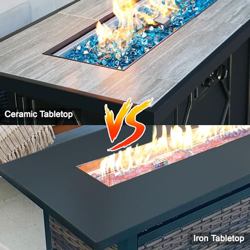 BALI OUTDOORS 50000 BTU Propane Fire Pit with Lid, 28 inch Fire Pit Table Outdoor, Black Firepits for Outside Backyard, Patio