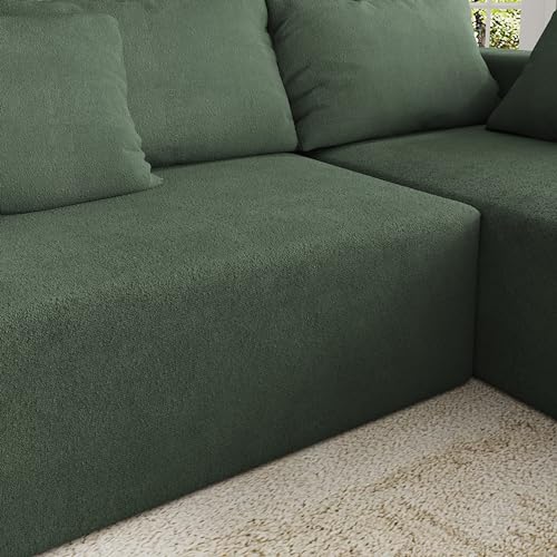 108" L-Shaped Upholstered Sectional Sofa Couch with 6 Pillows, Fits 4 People, Timeless and Chic Design,Chenille Fabric, Space-Saving Design, Holds 300 lbs/Seat,Green,Right Chaise