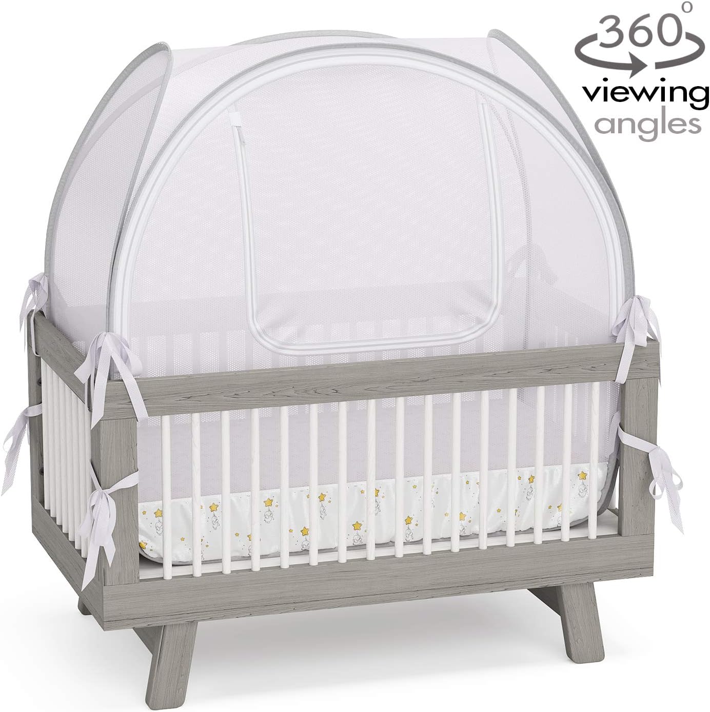 Nahbou Baby Crib Tent - Crib Canopy: Net Cover Crib Tent to Keep Baby from Climbing Out and Safety Crib Tent to Keep Cats Out. Popup Crib Net and Crib Cover Protects Against Mosquito Bites & Toddlers