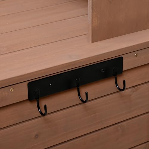 Outdoor Wooden Potting Bench Table – Farmhouse Garden Workstation with Drawers, Cabinet & Storage Shelves, Large Fir Wood Work Table for Patio, Backyard, Mudroom, Greenhouse (Light Brown, 66''H)