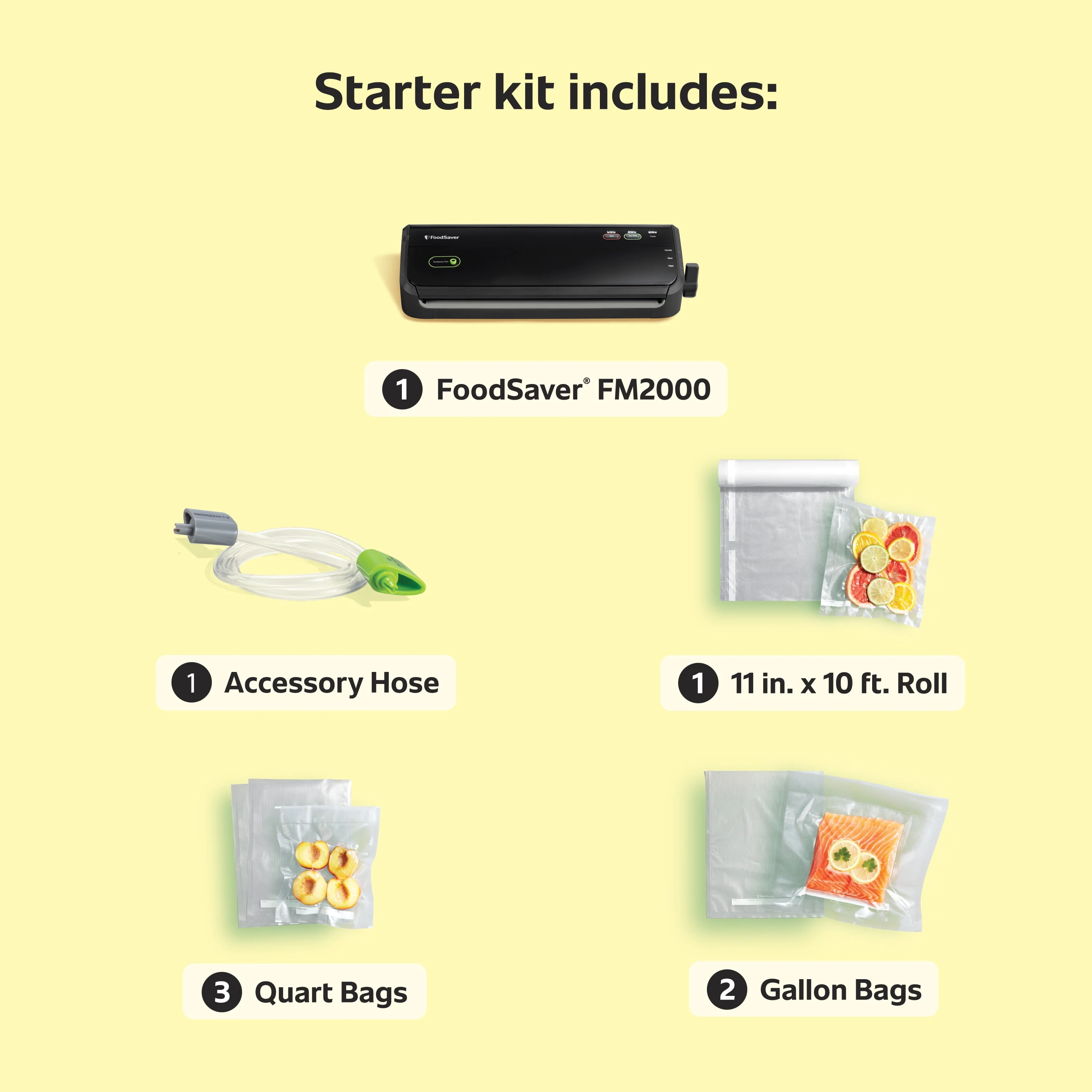 FoodSaver FM2000 Vacuum Sealer Starter System with Bags