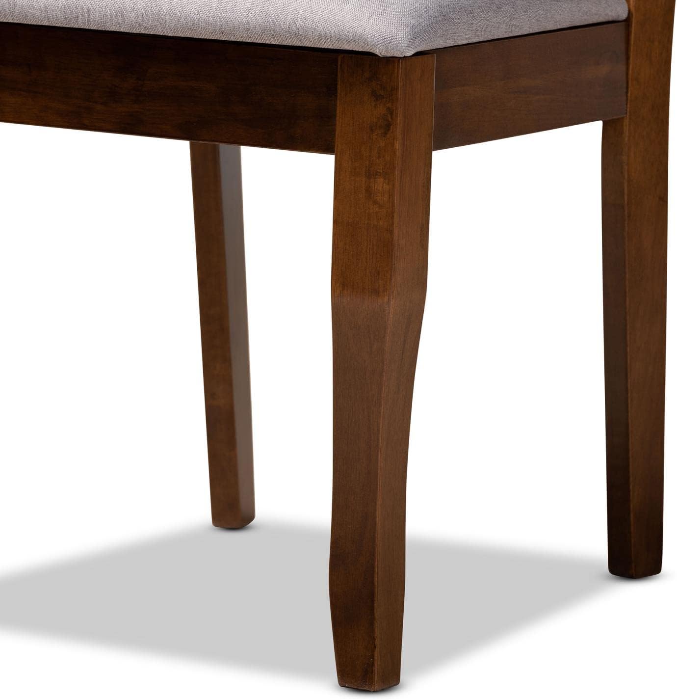 Baxton Studio Mael Modern and Contemporary Grey Fabric Upholstered Walnut Brown Finished Wood 4-Piece Dining Chair Set