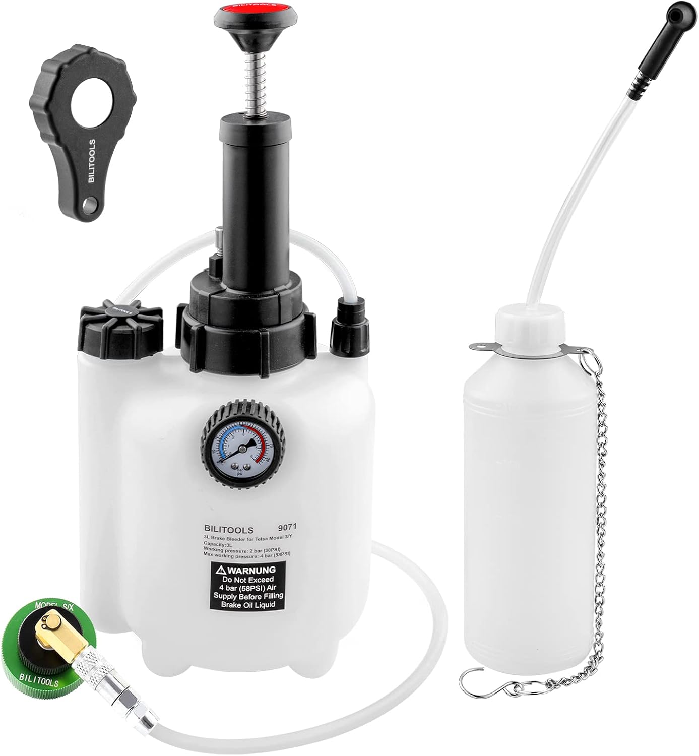BILITOOLS 3L One Person Brake Fluid Bleeder Kit Compatible with Tesla Model S X Manual Brake Pressure Bleeding Tool Pack of 2