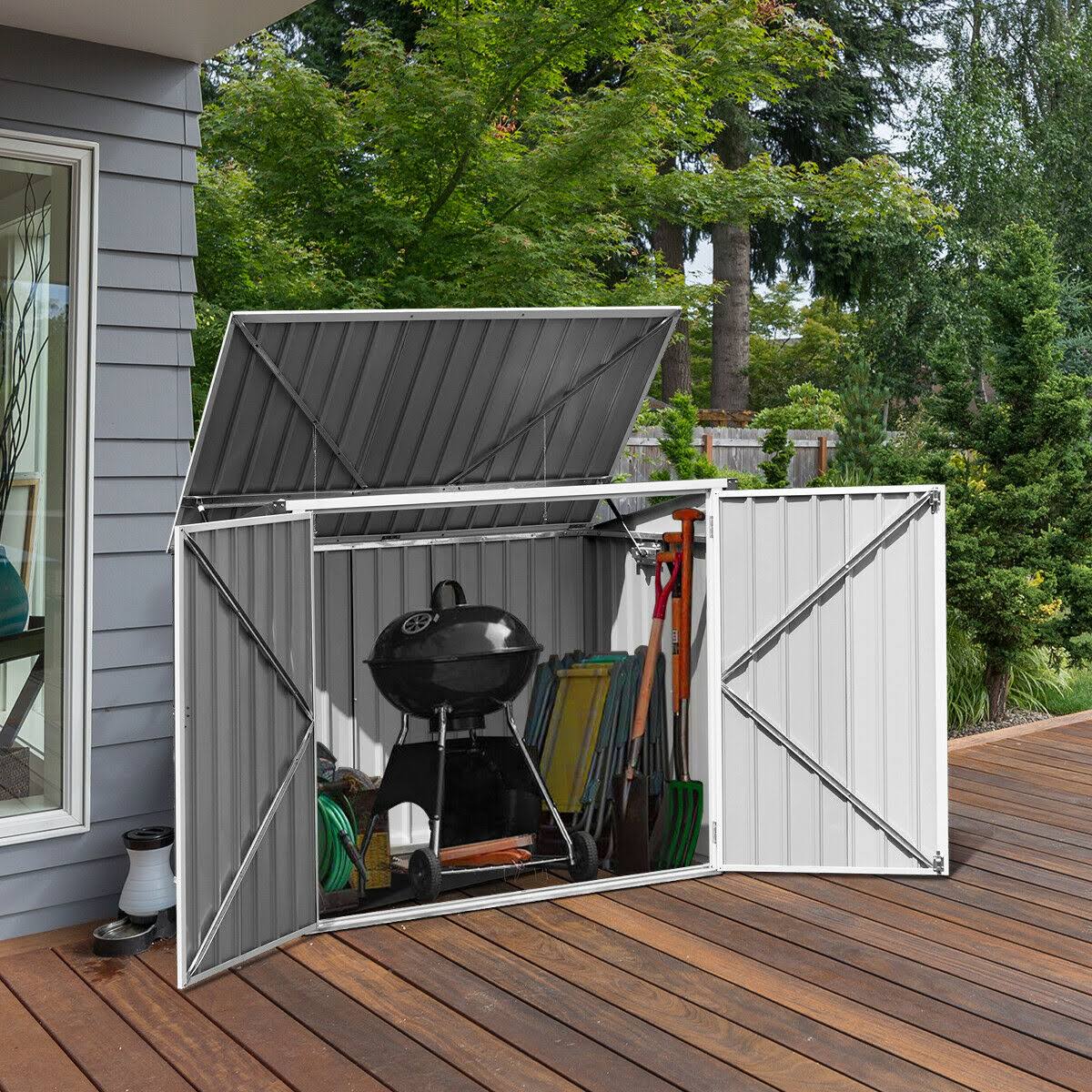 Costway Horizontal Storage Shed 68 Cubic Feet for Garbage Cans