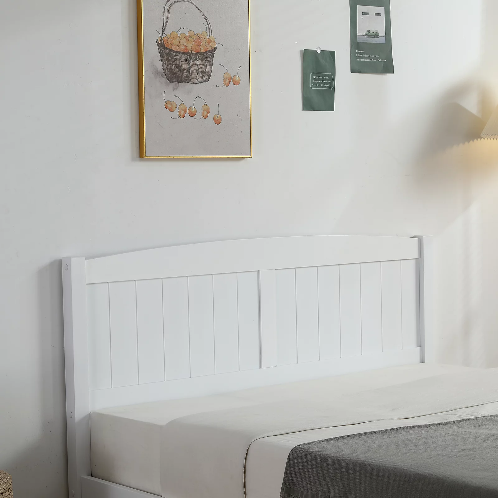 Paproos Full Size Bed Frame, Modern Wood Platform Bed with Headboard and Footboard, Strong Wooden Slats Support, Heavy Duty Full Bed Frame for Kids Teens Adults, No Box Spring Needed, White