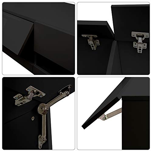 180 Wall Mounted Floating Media Consoles Hanging TV Console for 80 inch TVs Entertainment Center with 20 Color LEDs, W 70.9 inch x D 16.5 inch x H 11.8 inch, Black