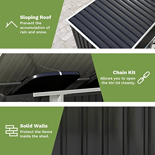 Patiowell 3 x 3 FT Outdoor Storage Shed,Small Garden Tool Storage Shed with Sloping Roof and Single Lockable Door, Outdoor Shed for Backyard Garden Patio Lawn, Grey