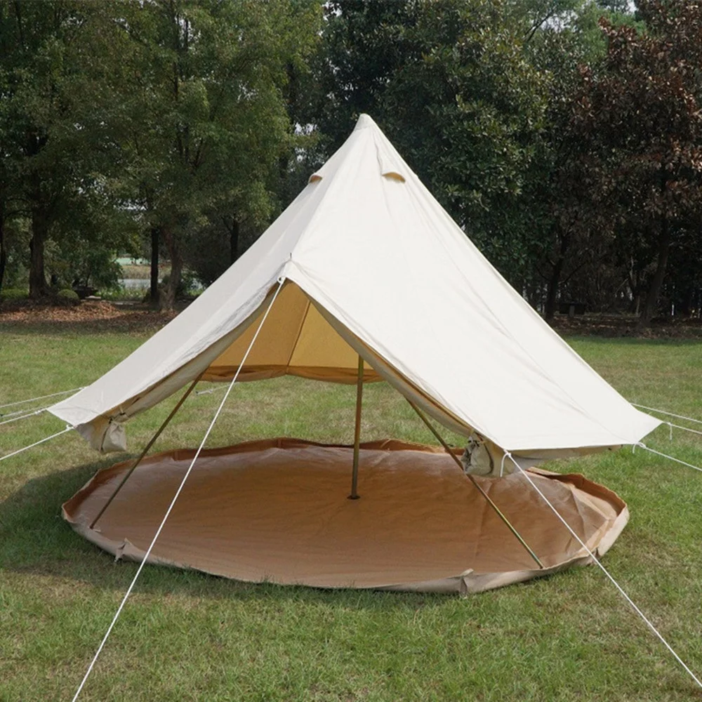 Latourreg Outdoor Glamping Waterproof Cotton Canvas 19.7ft(6M) Bell Tent with Side-Wall Stove Jack Glamping Yurt Tent with Mesh Screen Door and Windows