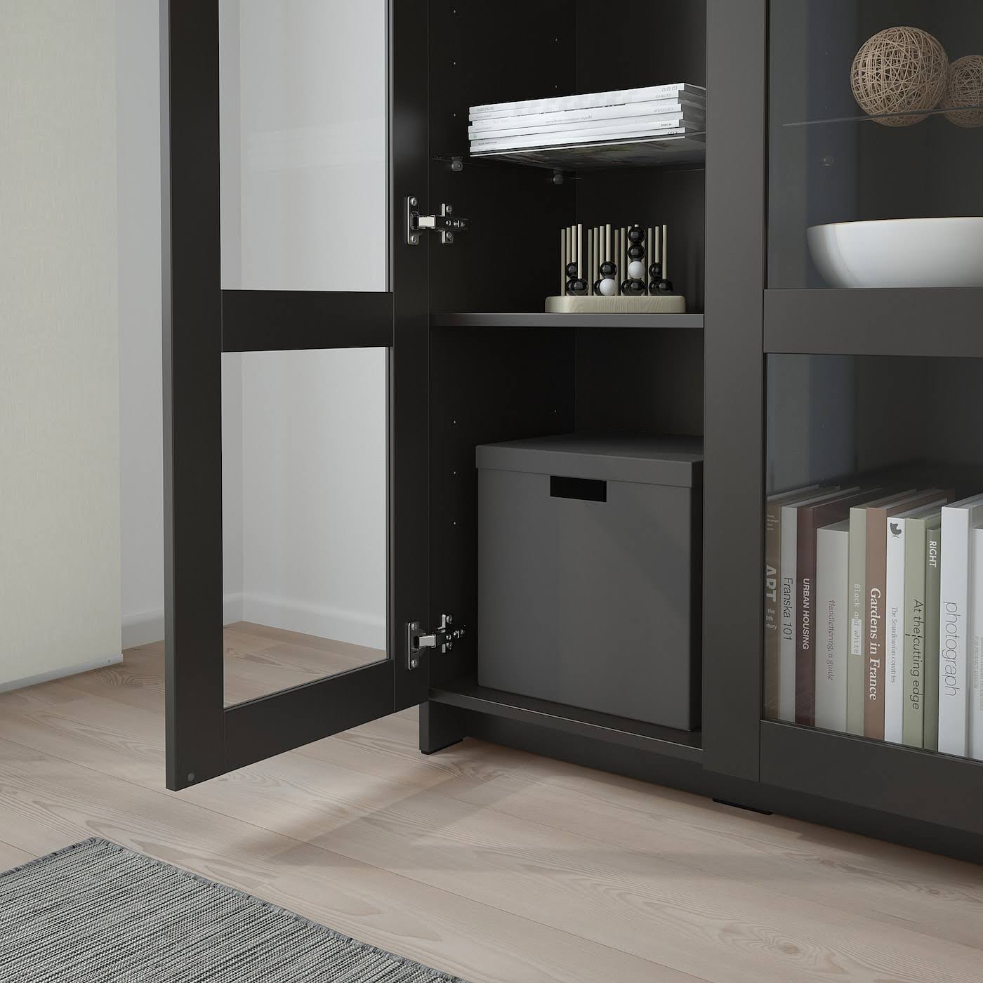 IKEA - BRIMNES Cabinet with Doors, glass/black, 30 3/4x37 3/8