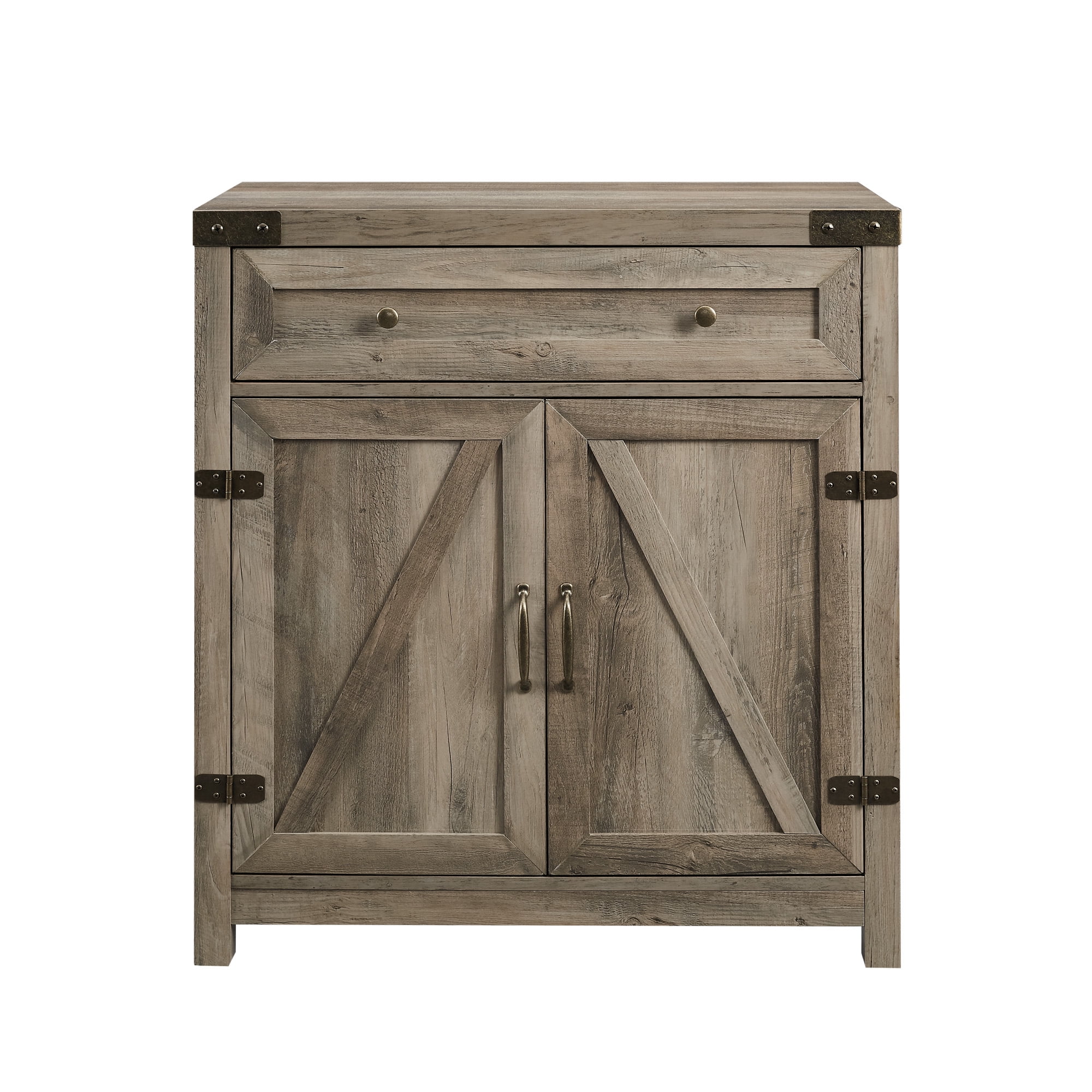 Walker Edison Sliding Barn Door Accent Cabinet, Grey Wash