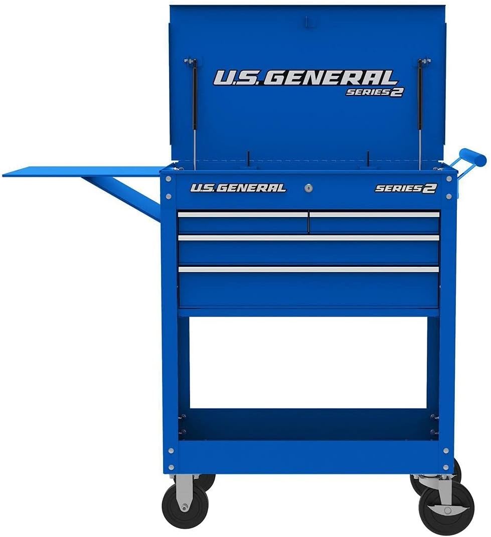 Roller Cart Tool Cabinet Storage Chest Box Glossy 4 Drawer 580 Lb. Capacity - Blue