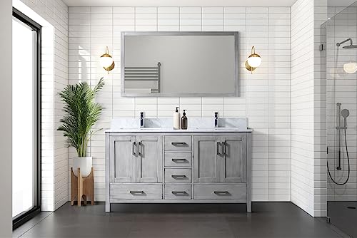 Big Sur 60 in. W x 22 in. D Dark Grey Double Bath Vanity and Carrara Marble Top