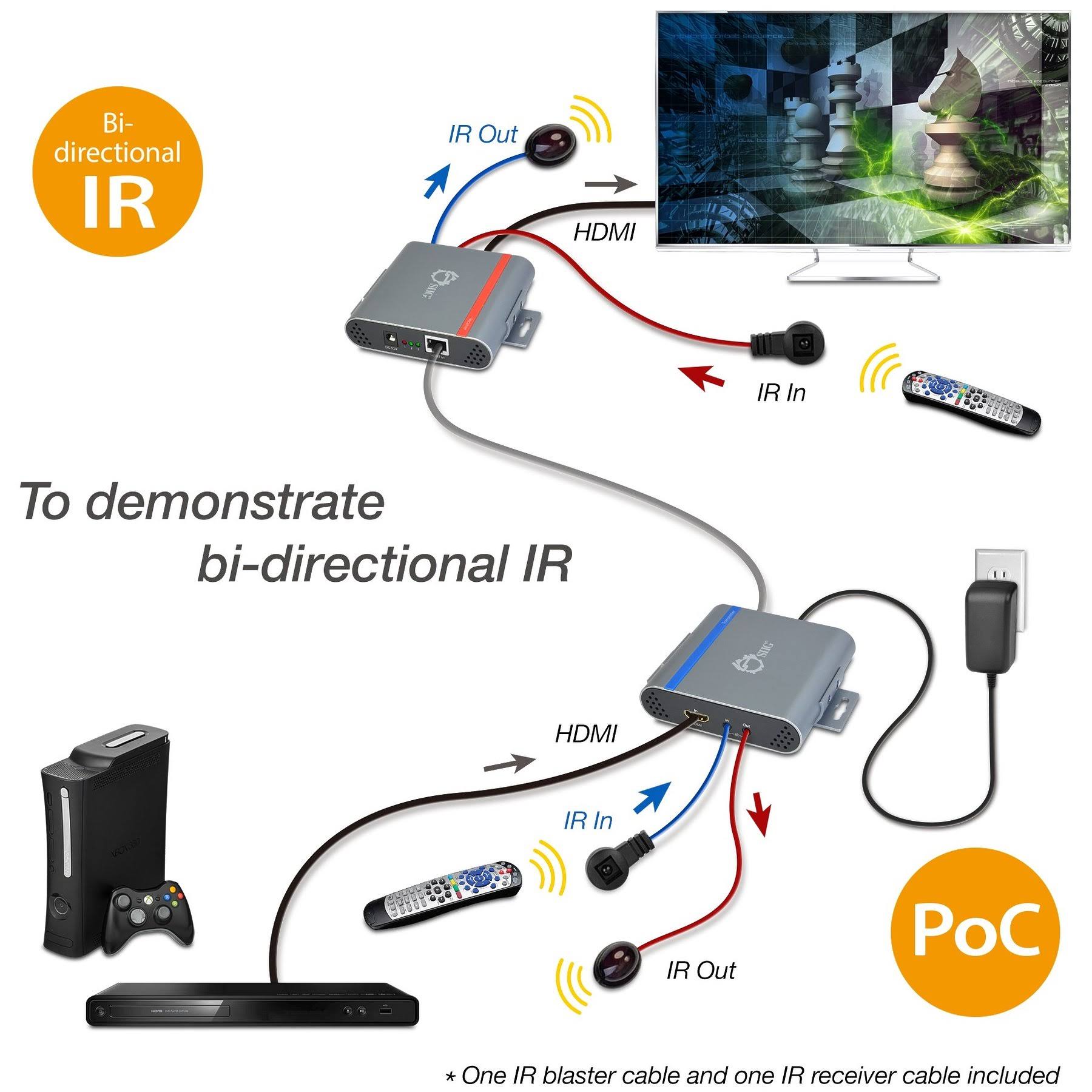 SIIG HDMI 4K HDBaseT Extender Over Single Cat5e/6 Cable with IR Control - A/V/Infrared Extender