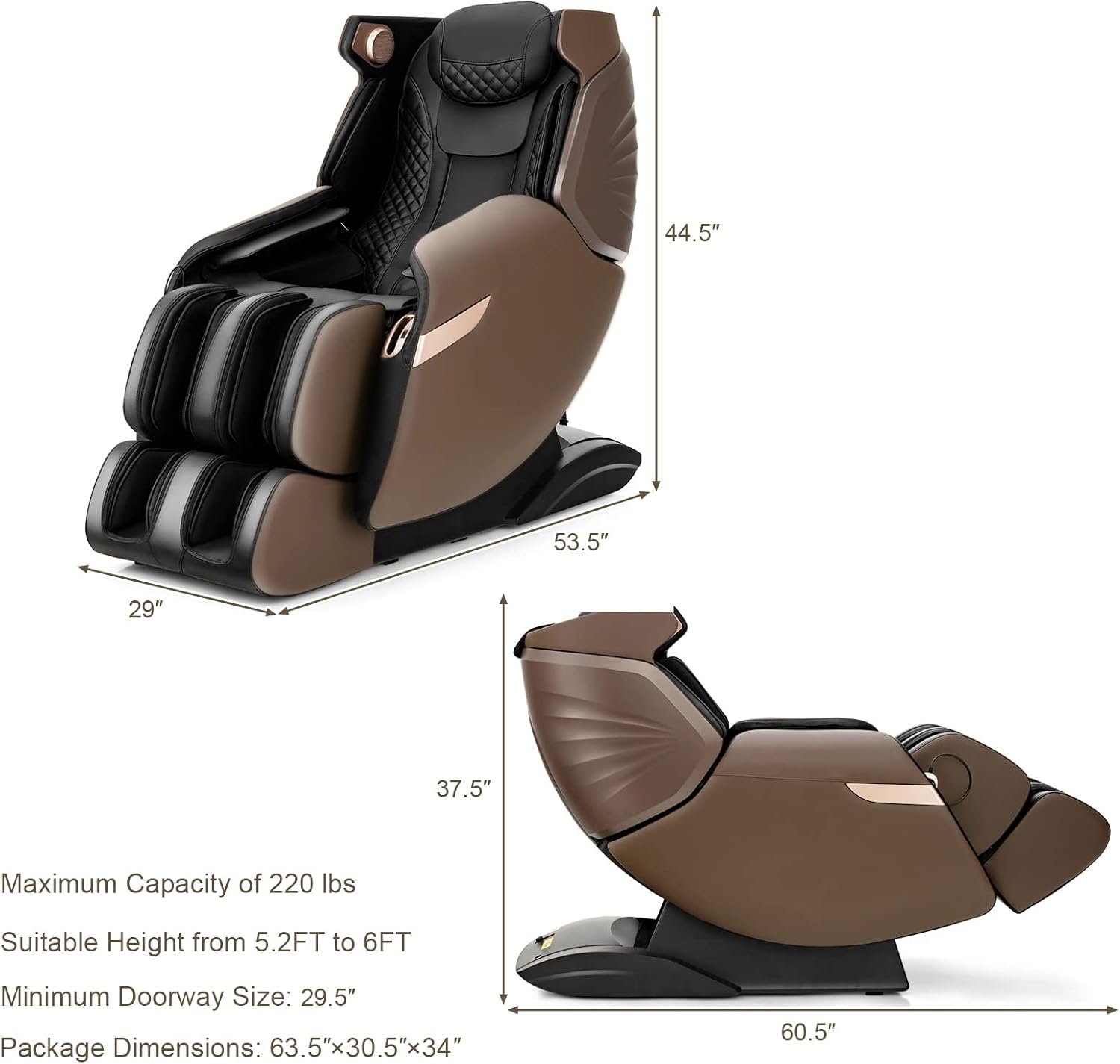 Giantex Massage Chair Full Body - 3D Electric Zero Gravity Shiatsu Massage Recliner Chair with 55” SL Track, Waist Heaters, Airbag Massage, Foot Rollers, 4 Auto Modes, Blue-tooth Speaker