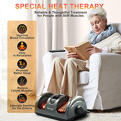 TISSCARE Shiatsu Foot Massager with Heat: Foot Massager Machine for Neuropathy, Plantar Fasciitis and Pain Relief-Massage Foot, Leg, Calf, Ankle with Deep Kneading Heat Therapy, Gift for Woman, Man