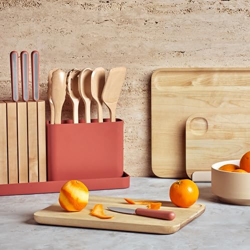 Caraway 14-Piece Kitchen Prep Set - Kitchen Knife Set & Wooden Utensil Set - Made With Premium German Steel Blades & FSC-Certified Birch Wood - Non-Toxic Materials - Includes Organizer