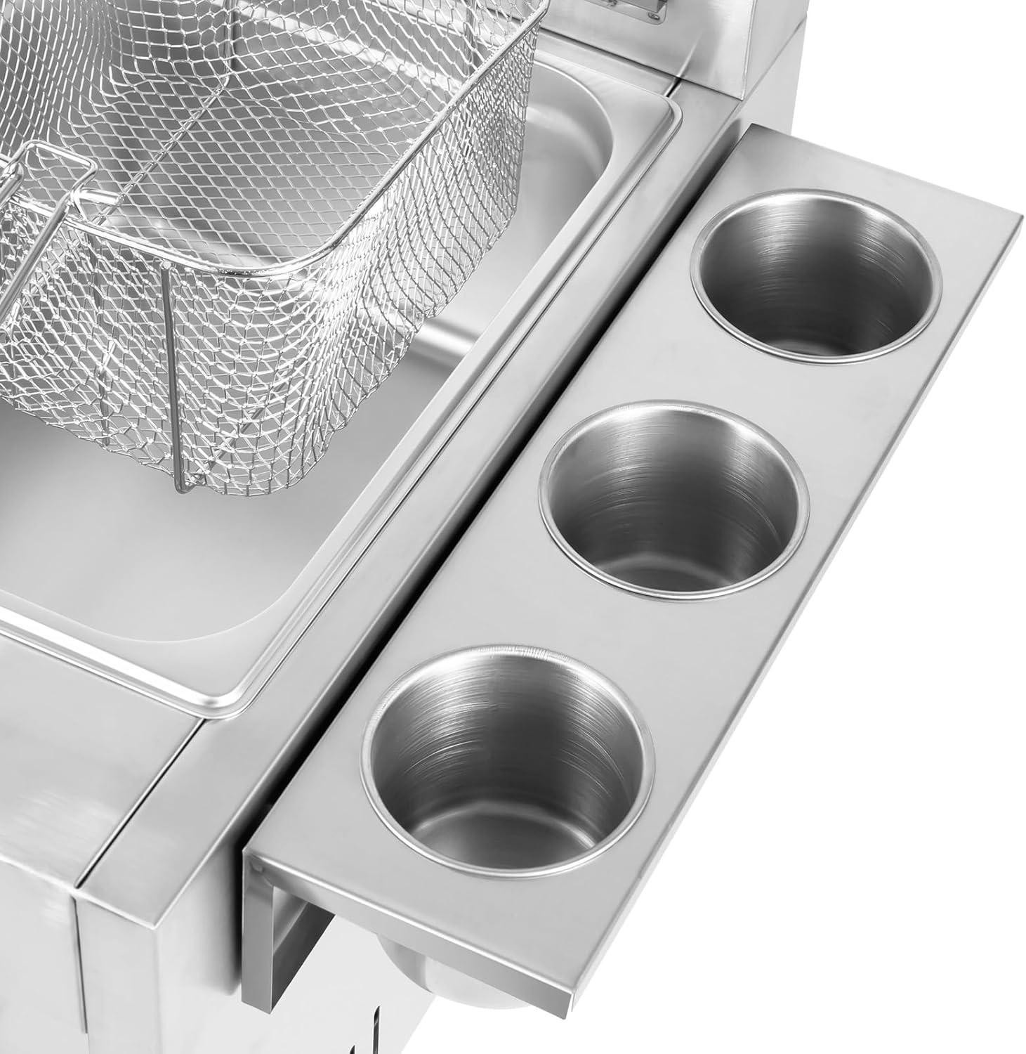 Commercial Countertop Gas Fryer Deep Fryer 140℉-392℉,Stainless Steel Deep Fryer with 2 Basket Propane LPG for Home, Restaurants,Silver