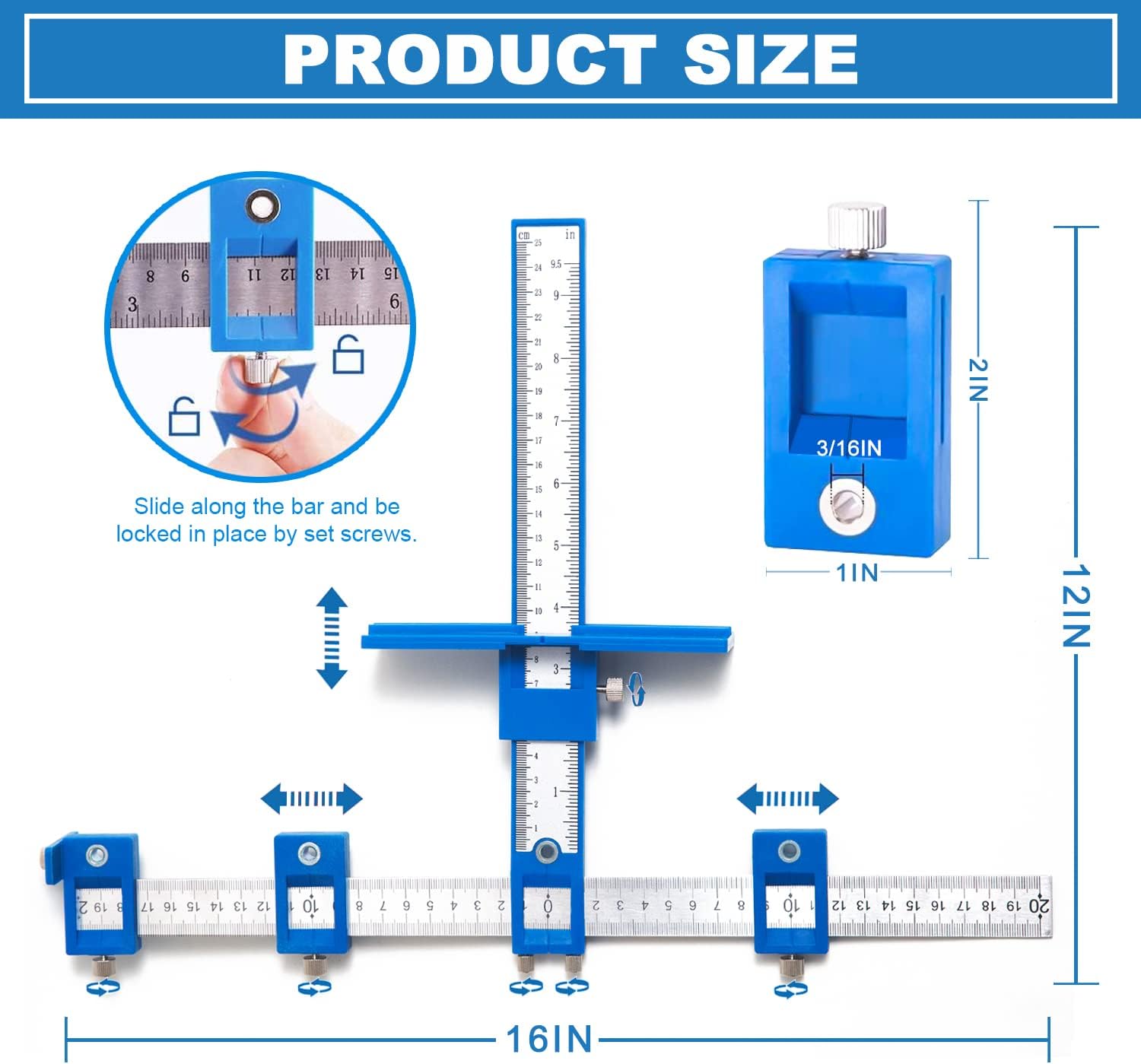 King&Charles Cabinet Hardware Jig, Aluminum Alloy Cabinet Handle Jig - Cabinet jig for handles and pulls, Drill Guide Sleeve Drawer Pull Jig Tool for Cabinet Knobs Pulls.