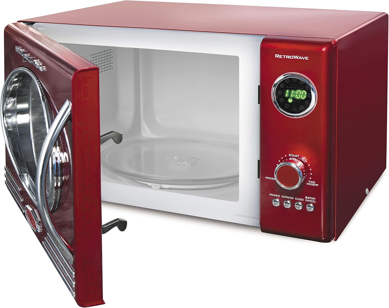 Nostalgia Retro Countertop Microwave Oven, 0.9 Cu. Ft. 800-Watts with LED Digital Display, Child Lock, Easy Clean Interior, Red & WK17RR Retro Stainless Steel Electric Water Kettle, 1.7 L, retro red