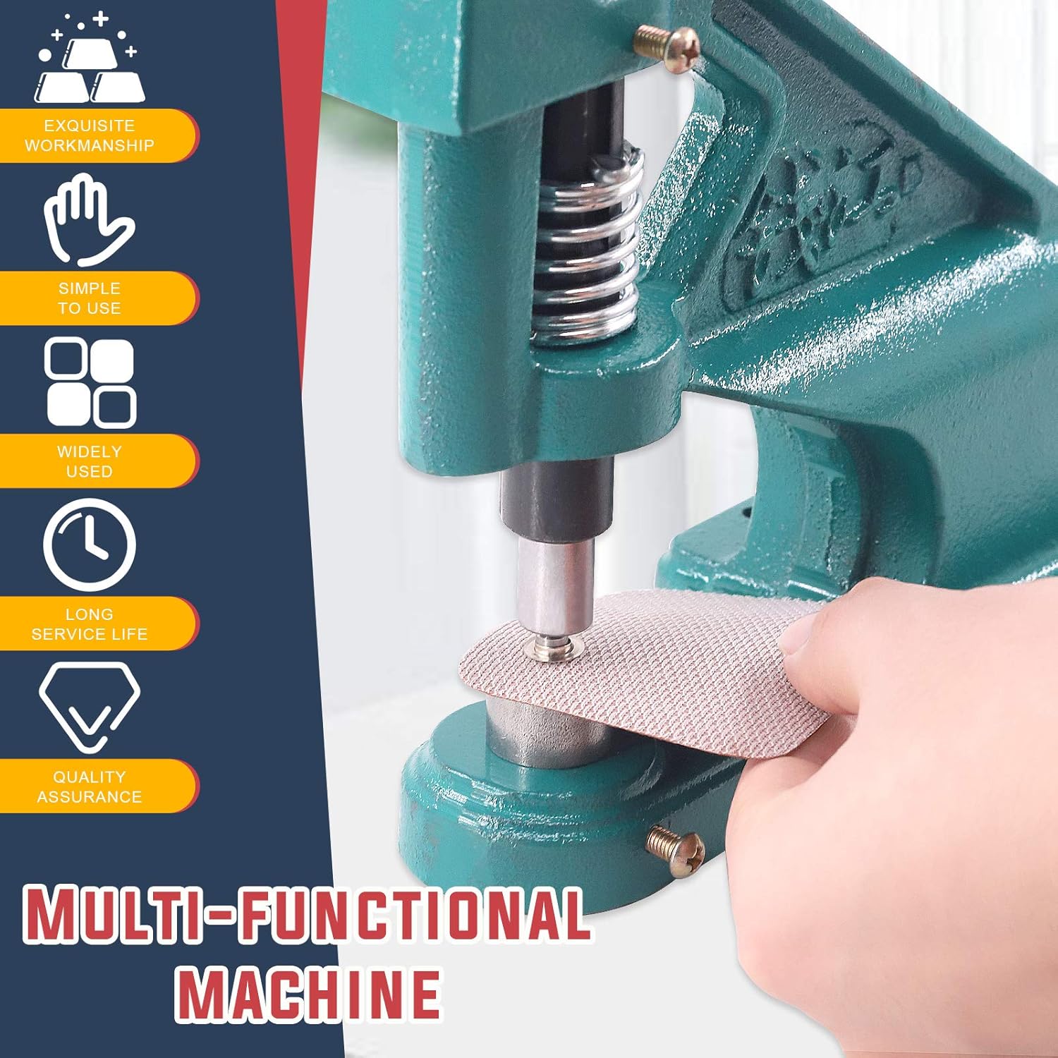 Hilitchi Heavy Duty Hand Press Grommet Eyelet Machine Punch Tool with 3 Dies #0#2#4 (1/4, 3/8, 1/2 Inch) and with 1500Pcs Golden and 1500Pcs Silver Grommets Eyelet Kit