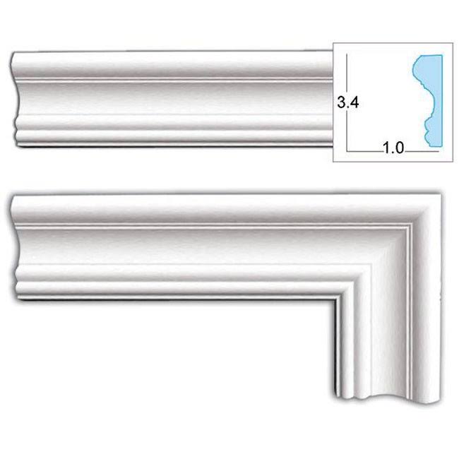 Decorative 3.4-inch Door Casing (8 Pieces) - Primed White - Door/Window Molding