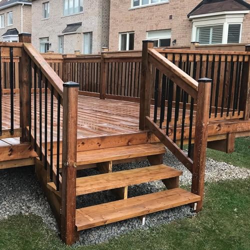 61 Pack Deck Balusters 32"x 3/4" Round Staircase Baluster, Diameter 3/4" Metal Deck Spindle and Stairs Railing,Hollow Round Black Deck Balusters for Deck Railing Porch
