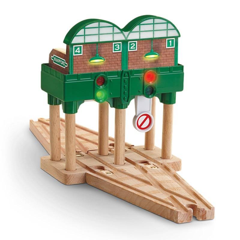 Fisher Thomas Friends Wooden Railway Logan and The Big Blue Engines Set