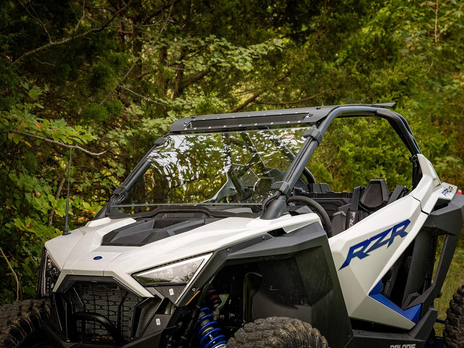 SuperATV Heavy Duty Scratch Resistant Full Windshield for 2020+ Polaris RZR Pro XP / Pro XP 4 | 1/4" Thick Polycarbonate 250X Stronger than Glass | Cut to Fit Your RZR Pro XP Perfectly! | USA Made!