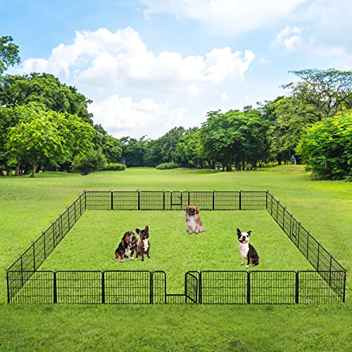 BestPet Dog Playpen Indoor 40 inch 16 Panels Metal Dog Pen Pet Dog Fence Outdoor Exercise Pen with Doors,Pet Puppy Playpen for RV Camping Yard, Black