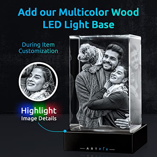 ArtPix 3D Premium Crystal Photo, Personalized Gifts for Mom, Women, Wife, Men, Her, Husband,Grandma, Great Customized Gift With Your Own Photo, Custom Birthday 3D Picture Rectangle, Couples Gifts