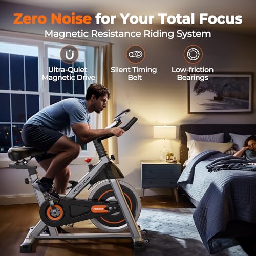 YOSUDA Exercise Bike, Brake Pad Stationary Bike for Home with Exclusive App, Magnetic Indoor Cycling Bike with 300 lb Weight Capacity, Low Noise, Tablet Holder and Fitness Courses for Weight Loss