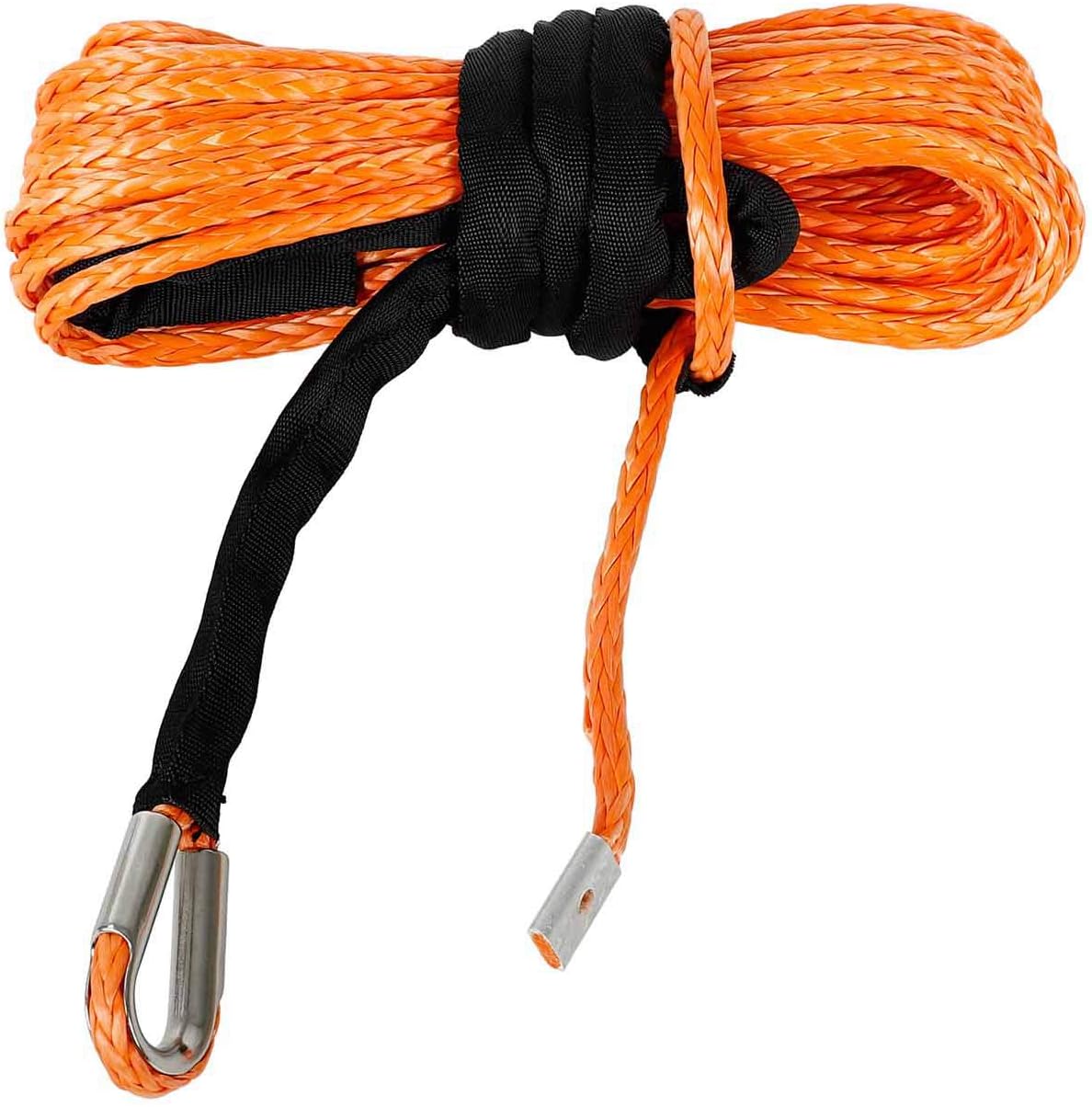 TYFYB 5/16" x 50' Synthetic Winch Rope 20000 LB Capacity Synthetic Winch Rope Line Cable W/Sheath Orange for ATV UTV Pack of 2