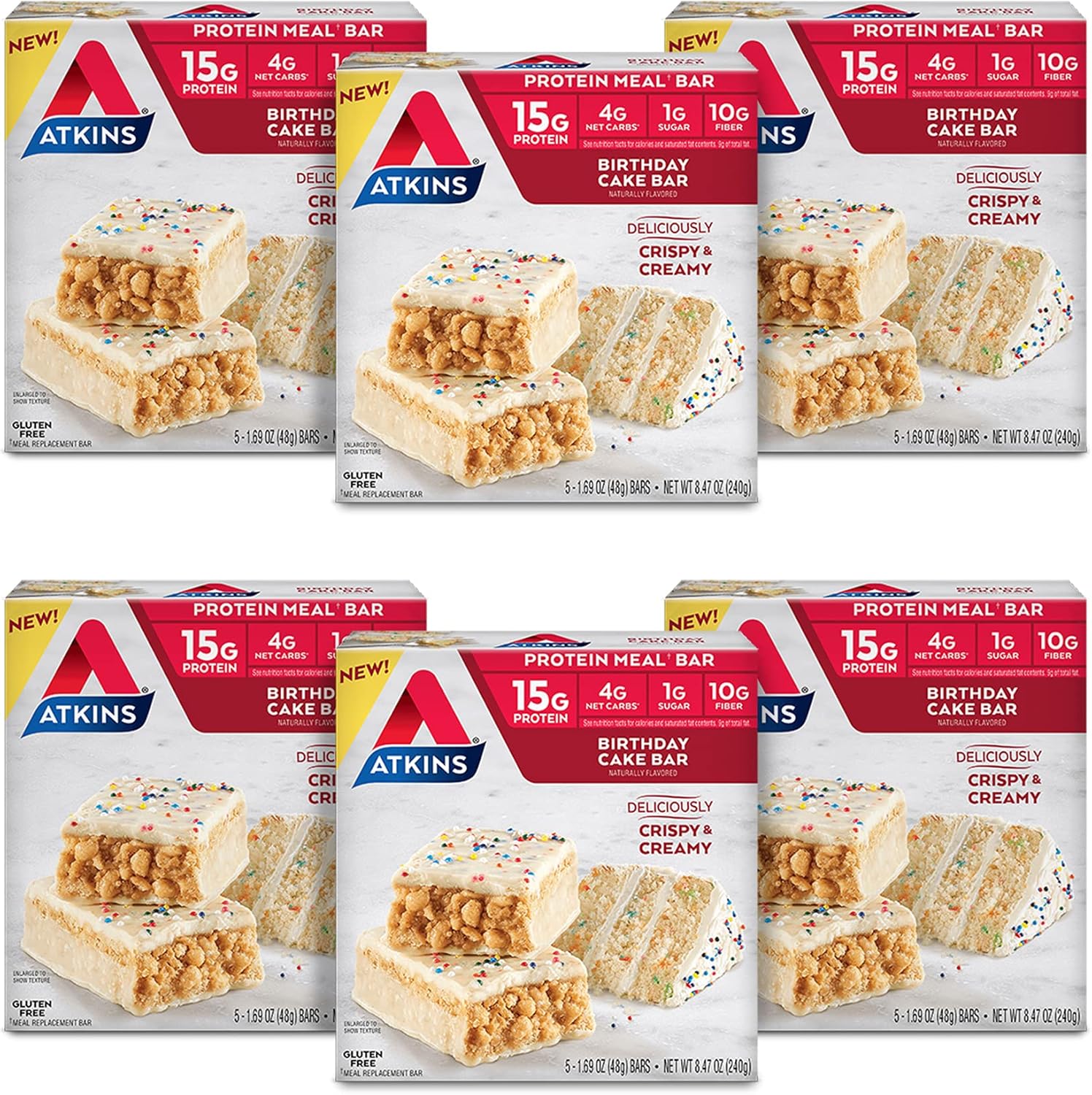 Atkins S'Mores Protein Meal Bar, Crispy Creamy with Real Almond Butter, KetoFriendly, 30 Bars Pack of 2