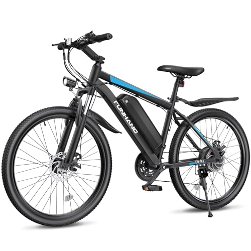 Electric Bike for Adults, 26'' 1000W Peak Ebike, Up to 50 Miles 21.7MPH Electric Mountain Bike with 48V 374.4WH Removable Battery, Adjustable Stem, Fenders, Lockable Suspension Fork, 21-Speed