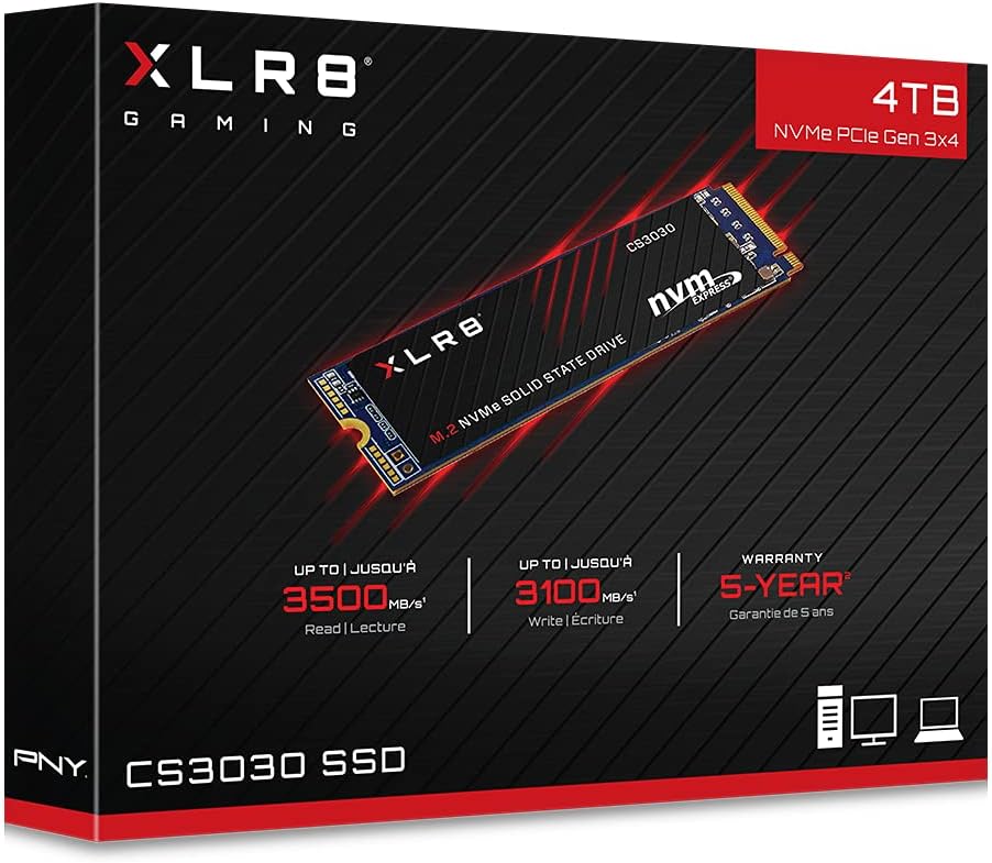 PNY XLR8 CS3030 4TB M.2 NVMe Internal Solid State Drive (SSD) - M280CS3030-4TB-RB