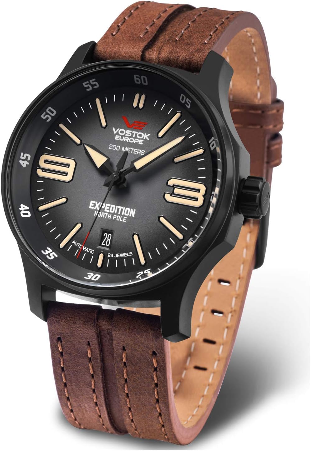 NH35A/592C554 Expedition North Pole-1 Automatic Mens Brown Leather Watch