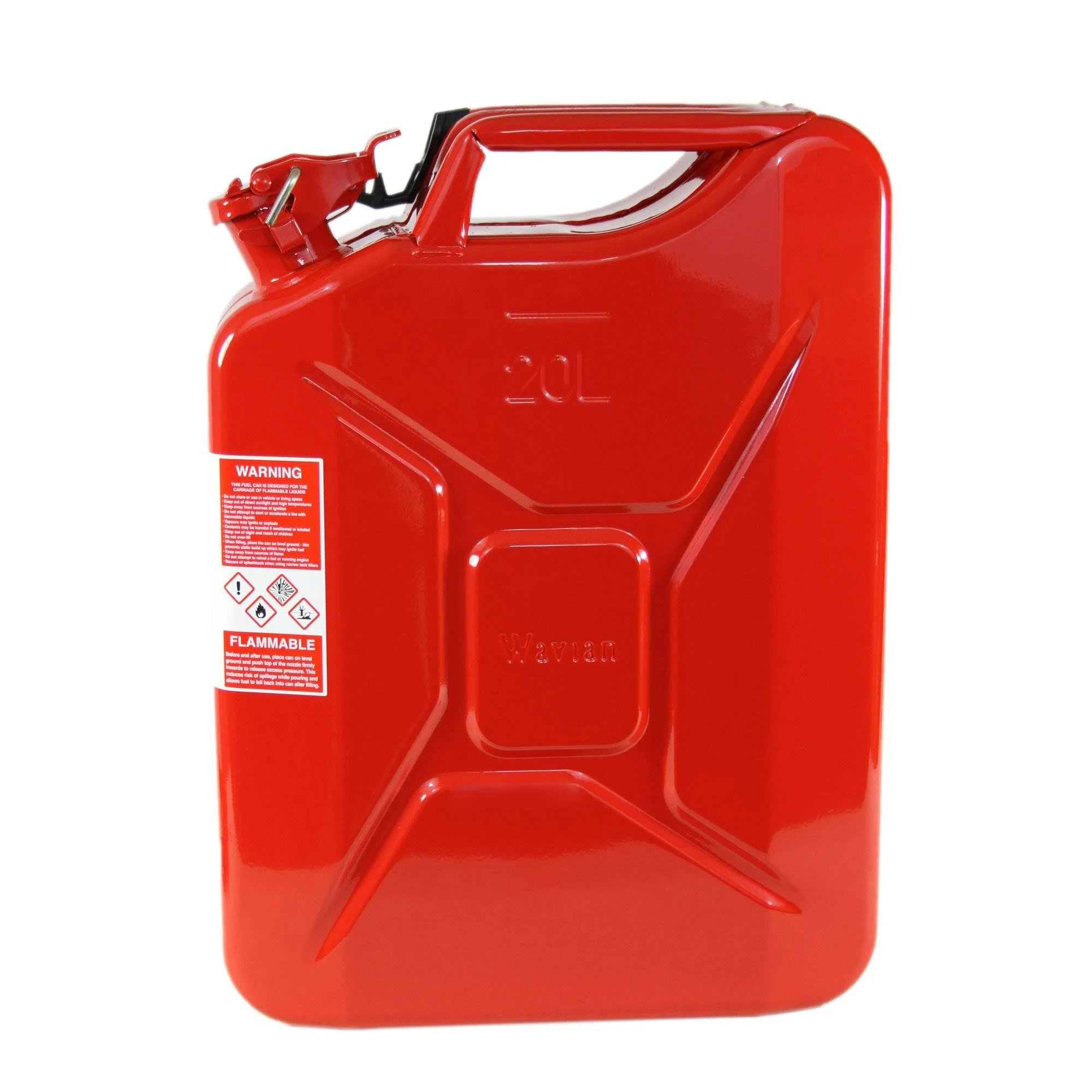 4 Wavian 3009 5.3 Gallon 20 Liter Authentic Carb Fuel Jerry Can with Spout, Red